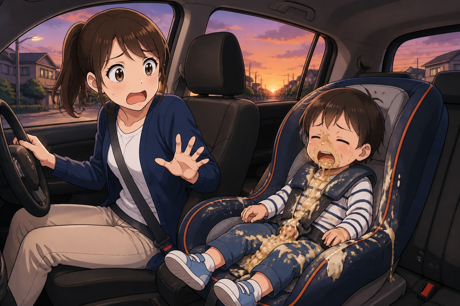 車内トラブルで困っている様子